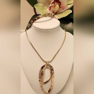 Set! Kate Spade Gold Tone CZ Hinged Bangle & Long Gold Tone Pendant Necklace